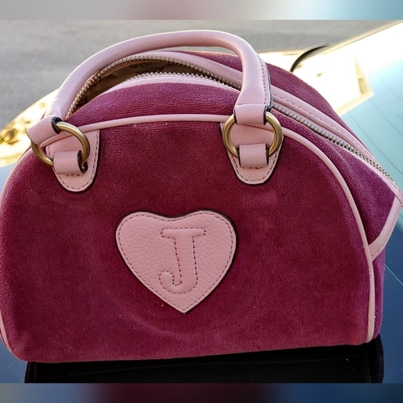NEW AUTHENTIC JUICY COUTURE "COUTURE IS BLISS" BURGUNDY VELOUR HANDBAG SATCHEL - Picture 11 of 16